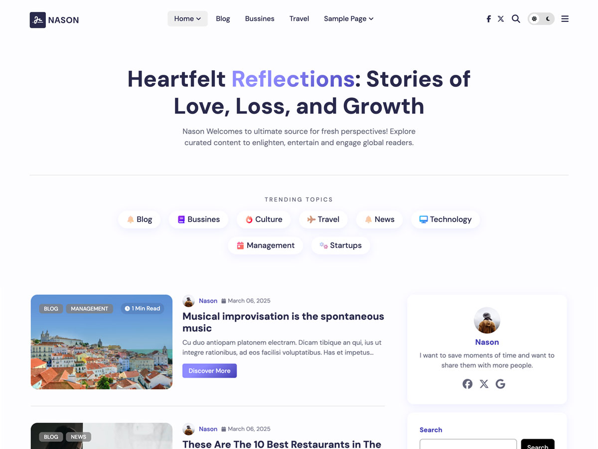 Nason Optimized Personal Blog WordPress Theme