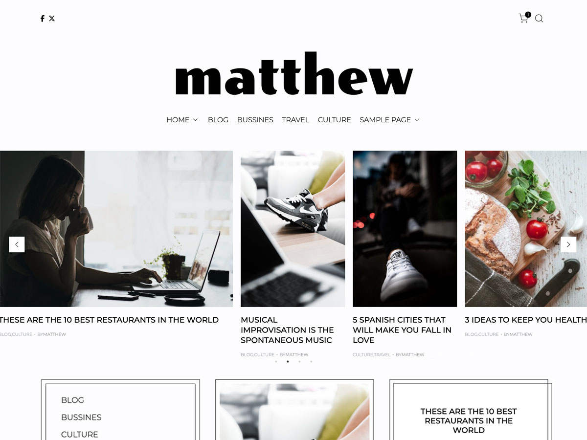 Matthew Minimal Blog WordPress Theme